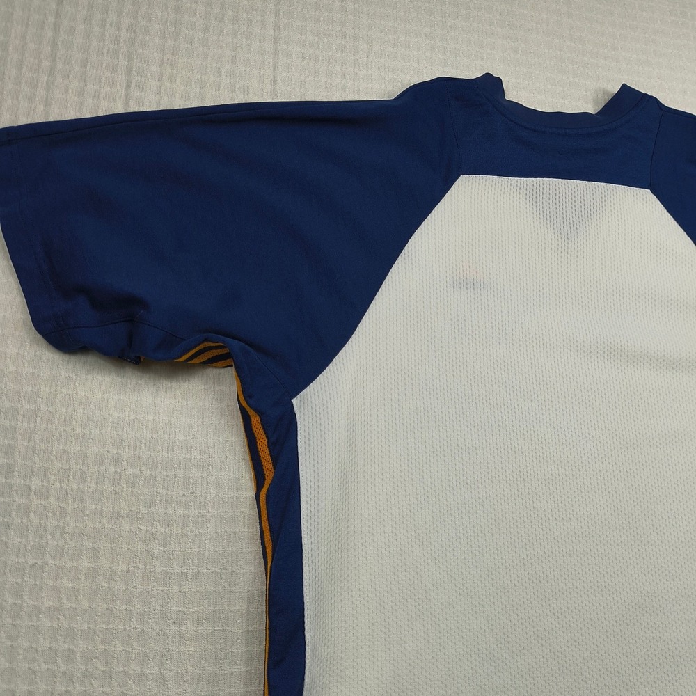 Adidas Mens XL Mesh Athletic Jersey Shirt White Navy Blue Orange 3-Stripes VTG - Picture 13 of 15